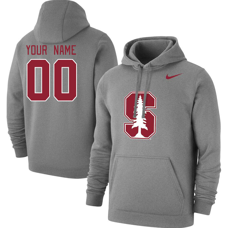 Custom Stanford Cardinal Name And Number College Hoodie-Gray
